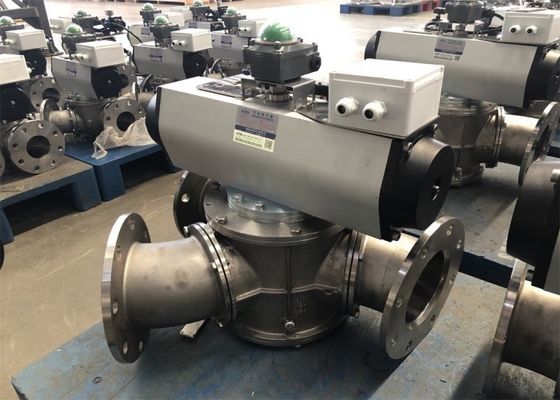 Fully Closed DN100 3 Way Diverter Valve Ball Type